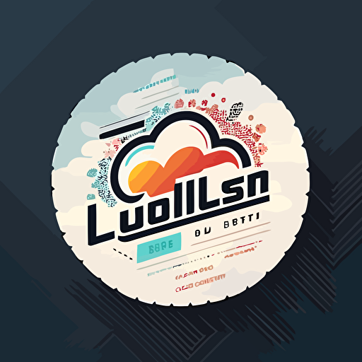 company logo with 'CloudLens'text, 2d, vector art, flat desing, modern style