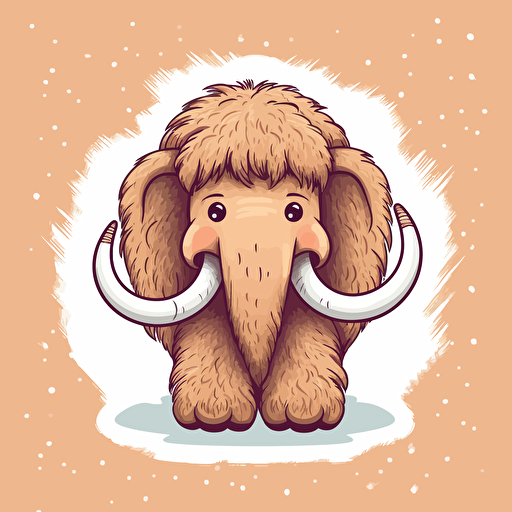 cute woolly mammoth kawaii style, vector clipart