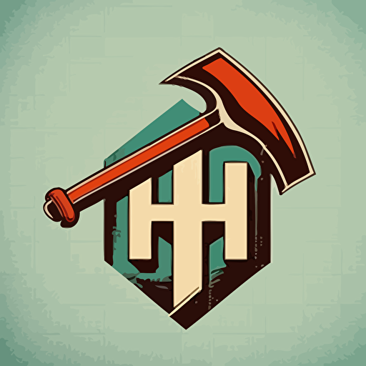 a simple vector logo of an "H" with a hammer