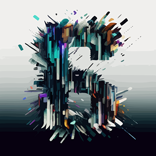 Glitchy, alphabet ,vector, white