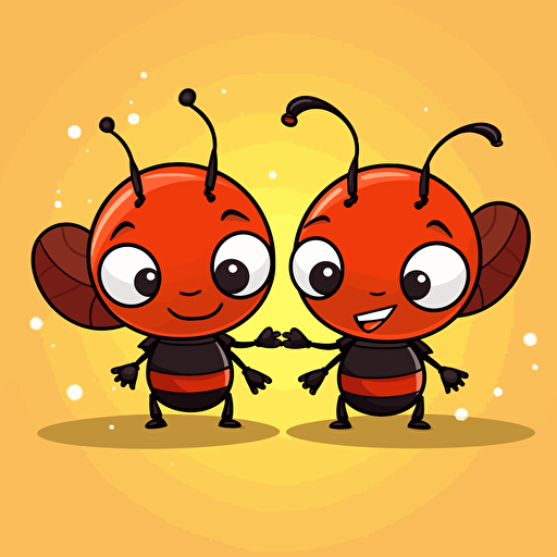 cute ants kawaii style, vector clipart