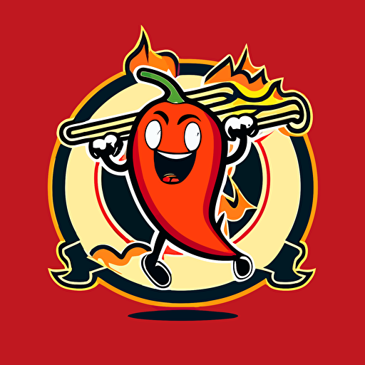 a sports mascot logo of a chilli with fireball ping pong, simple, vector