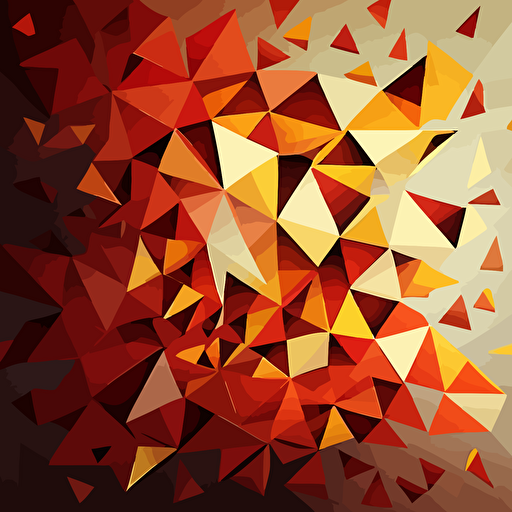 a geometric vector abstract pattern, red to orange hues, triangles and sharp corners throughout