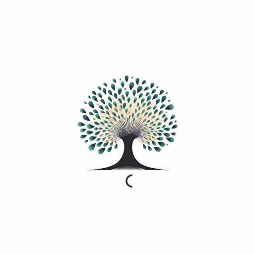 circular logo, tree, seeds, vector, minimalist, whitespace, white background