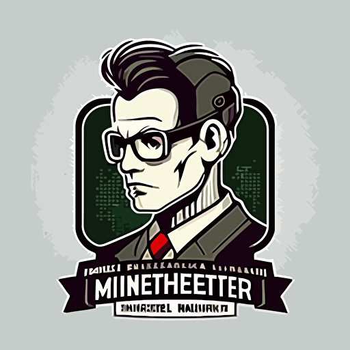 create me a brand mascot for "INTELLIMARKETEER". Make it minimalistic with a clean white background, vector.