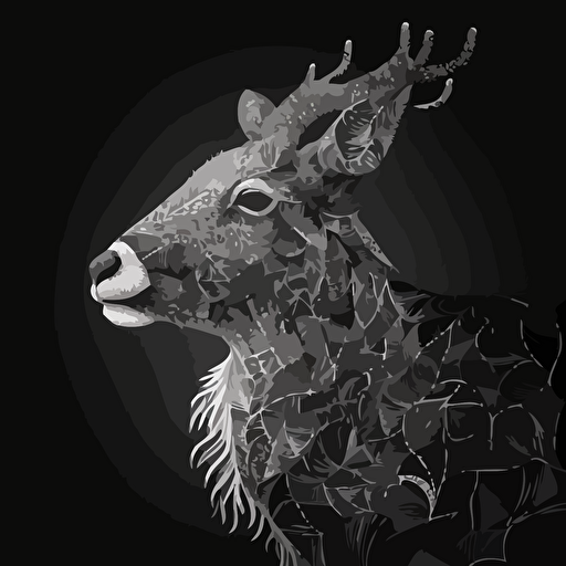 generate artwork based on the style of Irene Meniconi, single animal, black and white, vector, outline, detailed