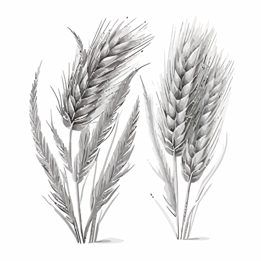 couple of barley, vector art, black and white, white background