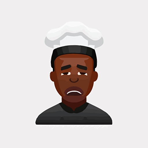 male, black, distraught chef, flat, 2d vector emoji