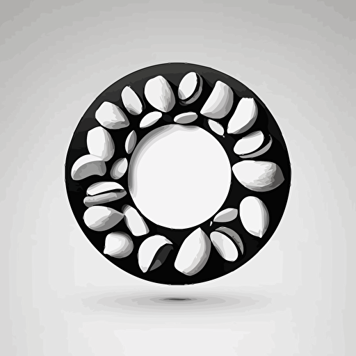 circular logo, nuts, black and white, vector, simple, modern, minimalist, white space, white background