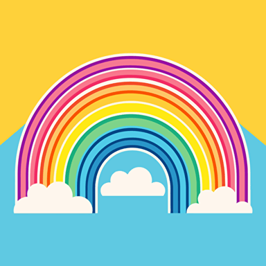 simple vector drawing of a rainbow, clipart, basic shapes, solid colors, doodle, sticker design, lineart, 2d flat file, silhouette, svg cut file