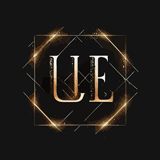 logo, the letters L U E combined to create a square, vector image, white letters, black background