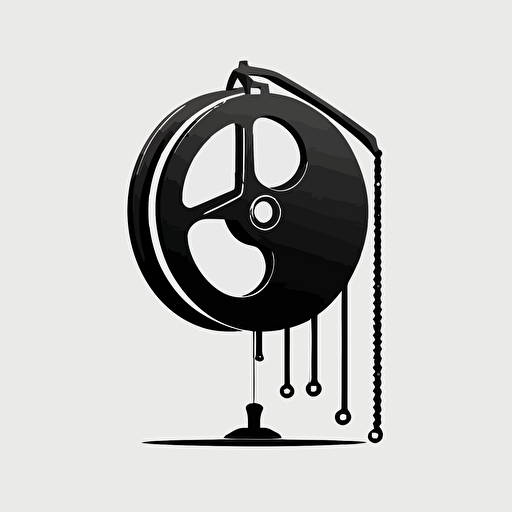 minimal logo of a pulley, black color, white background, vector