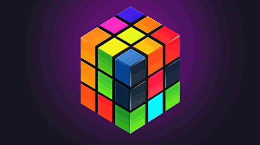 gaming logo, vector style, rubix cube, solid color background