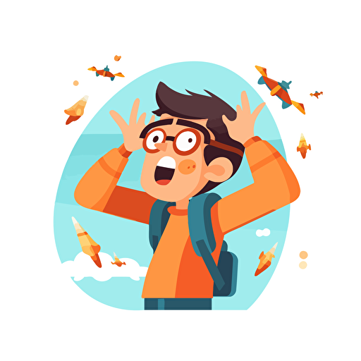 vector illustration of boy amazed with opportunities, flat vector illustration, tech illustration, illustratiion design