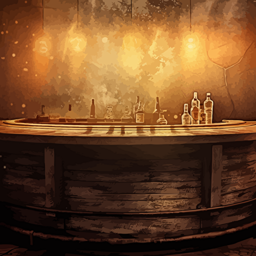 one juicy fruit at the bar counter, analog, smoky, distorted, abstract, fantasy scene, dimmed lights, depth of field, rough, textured, grainy surface, dusty, vector, colour areas