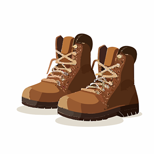 flat minimalist vector illustration of 2 brown mediavel boots on a white background