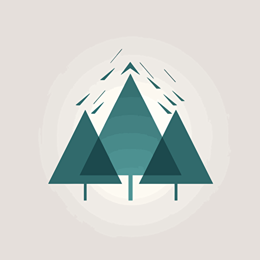 Minimalist vector logo of three triangles placed above each crossing point represent spruce trees, adding a modern, geometric touch. Line, Vector, Minimal, No details, The triangles gradually decrease in size as they move upwards, creating an abstract forest effect. ::2