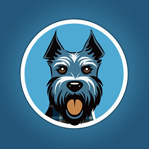 make a vector logo with a happy scotish terrier in a blue circle background