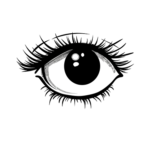 a basic, minimalistic eye from an oldschool. kids cartoon, vector black, background white