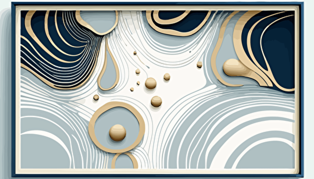 dusty blue and beige abstract water art, Minimalist, vector, contour