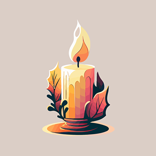 simple vector logo, candle related, warm colors, with background, no text,