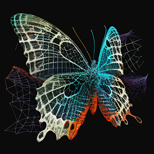 butterfly net vectorial style, limited 3 color