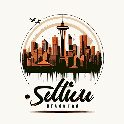 vector illustration of Seattle Skyline on the isolated white background