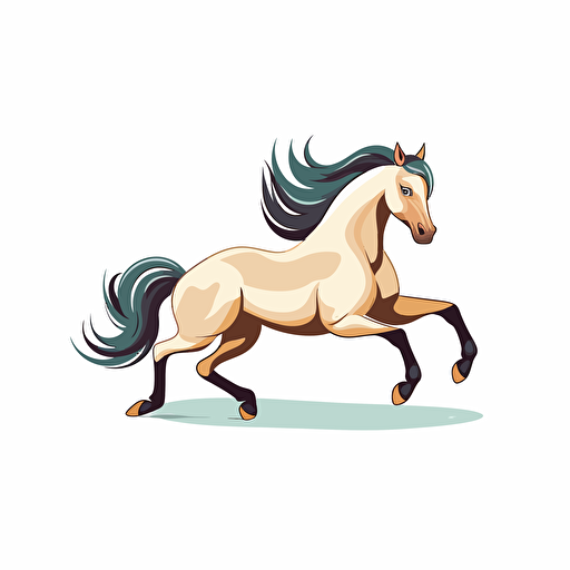 running cute horse, simple vector flat illustration, transparent background