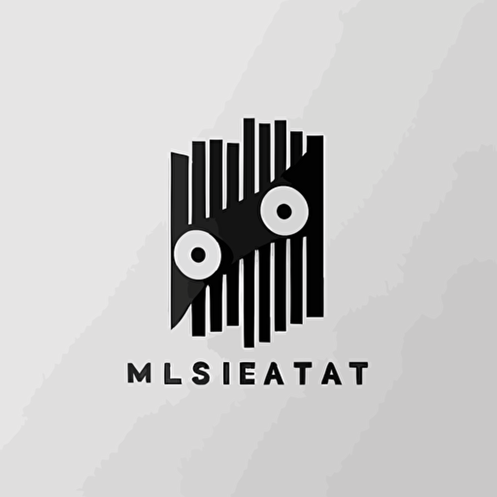 minimalstic logo, black and white, Music and film, vector 16:9