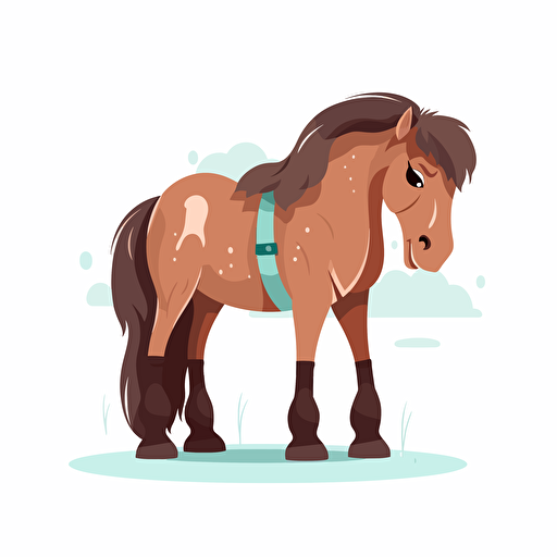 cute sad and crying horse, flat simple vector illustration, transparent background