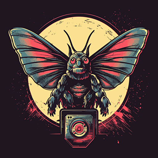 Mothman,Horror, VHS Horror,VHS,80s, Sticker, 80s horror comic art, Vector,