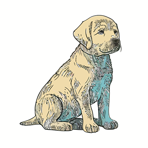 cute labrador retriever flat drawing, vector, sticker