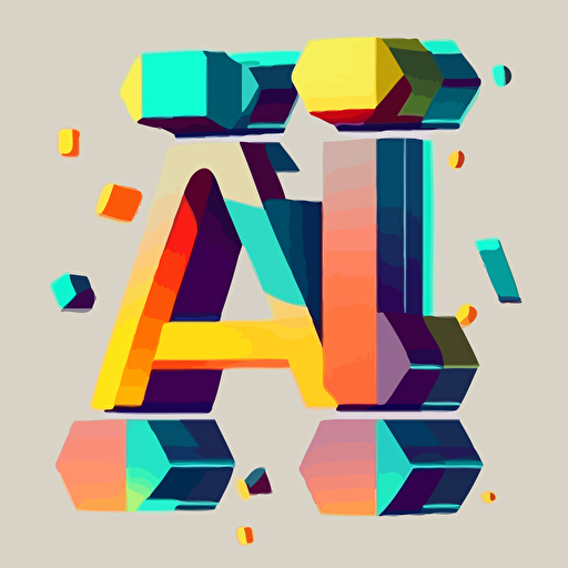 anagram with the letters A and J with dumbbell in the background , futuristic and minimalist, flat in vector style without background, without text