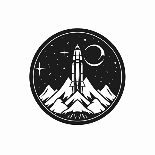 logo for a rocket company caled ARC, simple design, vector image, monochromatic