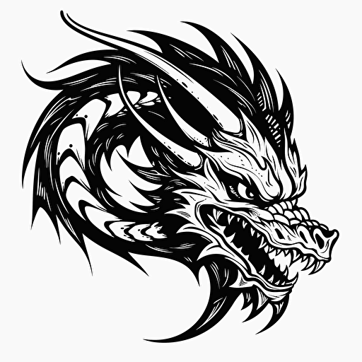 black dragon drawing sticker hq white background vector with black line