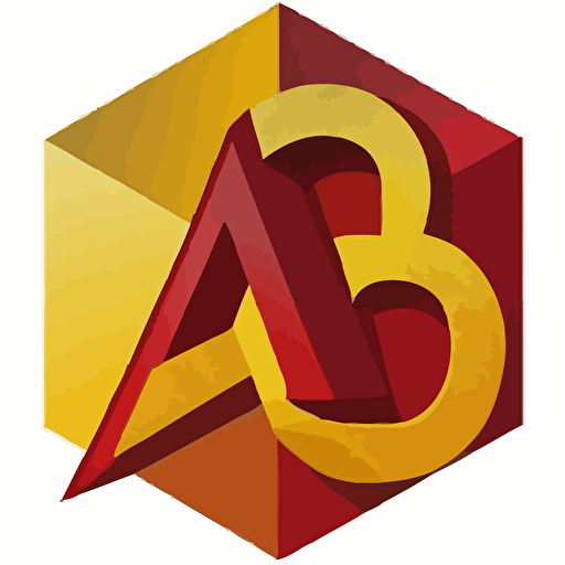 logo combining letter "AICS", fancy, vector, flat 2d, deep red and deep yellow,