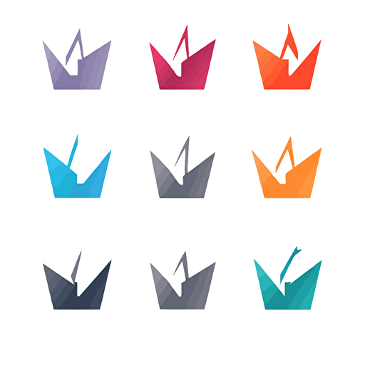 vector logo made simple shapes in paper crane ,2 color, abstrcat , paper,