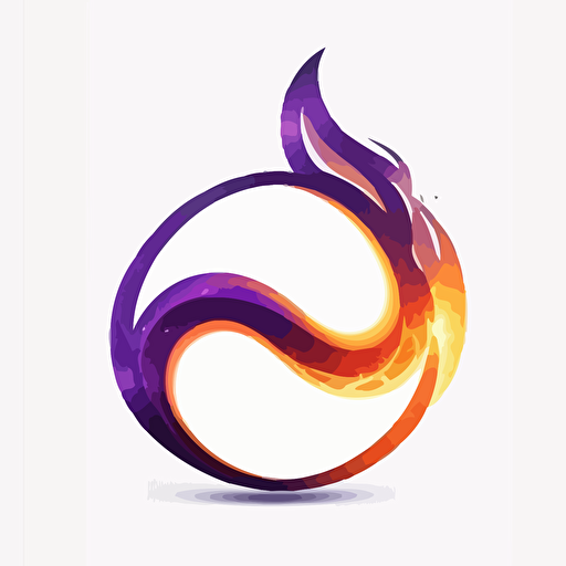 minimalist, logo, infinity symbol on fire, white background, purple, vector, no shadows