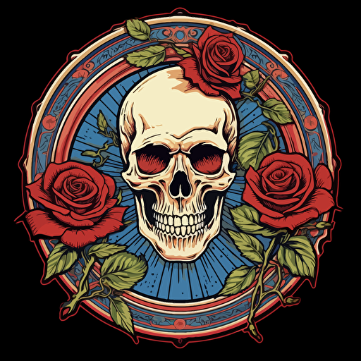 grateful dead vector art, high definition, steal your face, roses, wagon wheel ar 200:200