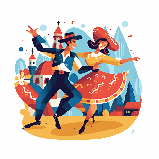Cartoony dancers in Czech republic icon, vector, illustrator logo