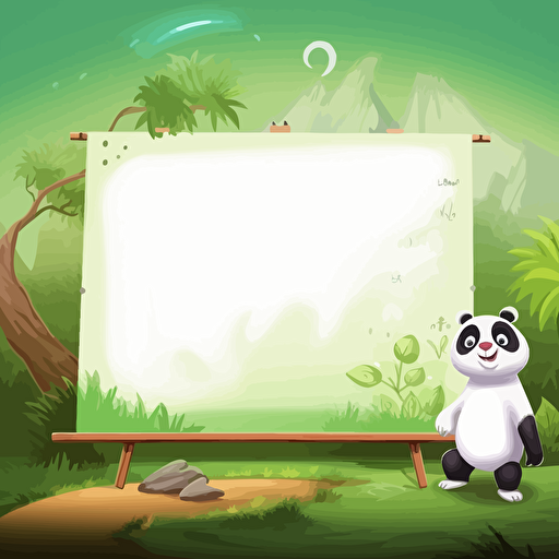 Design a high-tech learning whiteboard with textured edges and rich details, designed for 6-year-olds, kung fu panda style, pixar style, pastel colors, detailed, flat style, vector, animation
