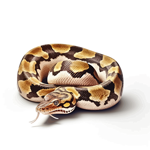 standing Ball Python reptiles looking straight in the camera, white bg, vector