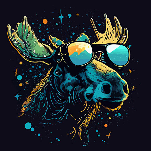 space moose wearing sunglasses vector logo