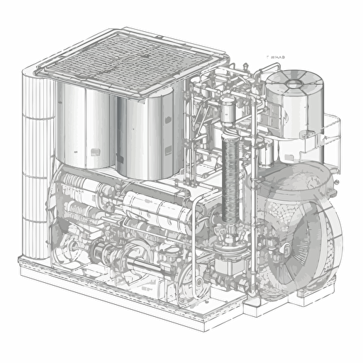 diagram of heat pump. Vector based image no shading, Engineering drawing, system schematic.