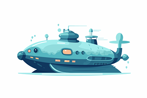 minimalistic silhouette of a cute submarine, vector, svg, full page, white background
