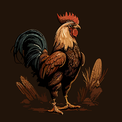 gallo con tejana vaquero colores sepia en vector