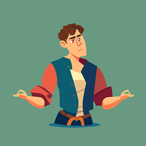 flat vector illustration of a slack-jawed teenage mediavel peasant shrugging