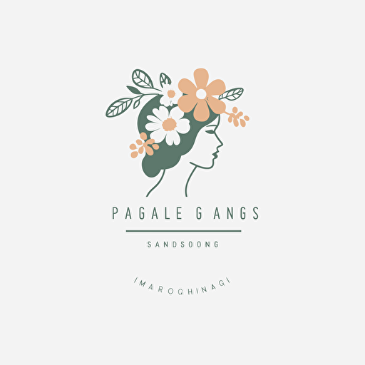 logo for wedding floral design company called "Paige's Floral Design", target audience engaged women in their 20s and 30s, white background, logo style, flat vector, style simple, modern, outline