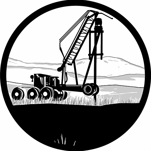 a vector monochromatic logo that includes a cement mixer a mountain for a concrete business located in boise idaho