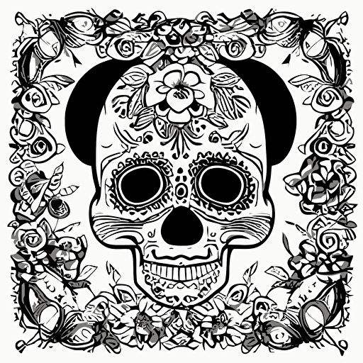 cute cartoon drawing mexican skull dia de los muertos big head big eyes skull head vector illustration style disney animation